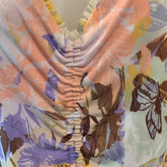 INC International Concepts Pastel Floral Ruched Blouse - Picture 4 of 4